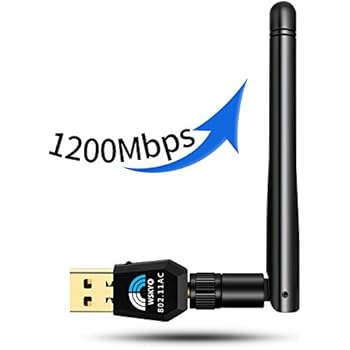 Wsky 1200Mbps Wireless USB Wifi Adapter - Best Dual Band (2.4G/300Mbps+5.8G/867Mbps), USB Laptop Network Adapters, Perfect for Win10/8.1/8/7/XP Mac OS 10.4-10.12 Linux( Kernel 2.6x-4.1x)