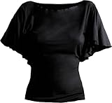 Spiral - Womens - GOTHIC ELEGANCE - Boat Neck Bat Sleeve Top Black