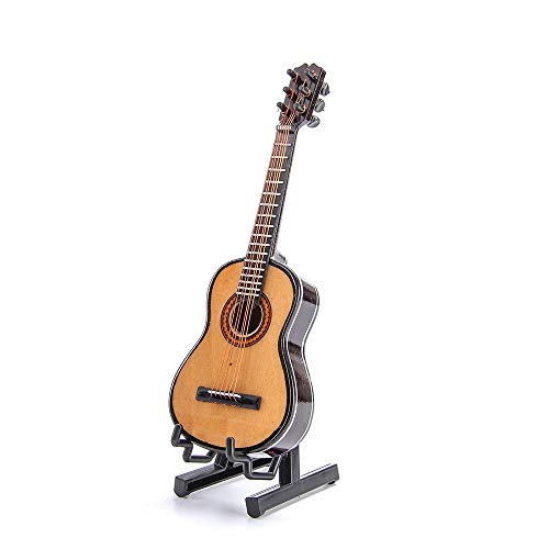 LS Classical Guitar Christmas Ornament, Acoustical Wooden Music Instrument, Mini Toy Guitar Musical Instrument Miniature Dollhouse Model Home Decoration with Case (6.3" Classical Guitar) - Thumbnail 2