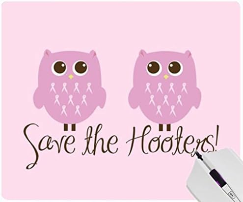 Hou Gong - Save the Hooters - Breast Cancer Awareness, Pink Ribbon Custom Personalized Non-Slip Rectangle Gaming Mouse Pad