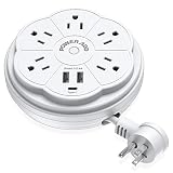 POWERADD Travel Power Strip 5 Outlet Surge Protector with Retractable Cord Smart USB Ports and Type-C Port, 125V/13A, 3.3ft Extension Cord, Portable & Neat for Travel/Home /Office
