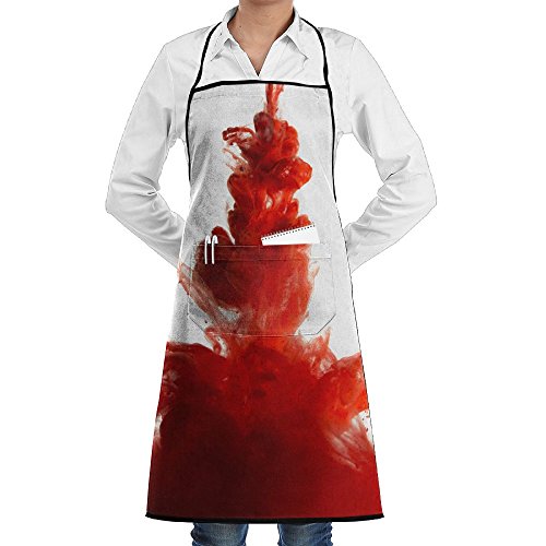 ZheuO Red Dye In Water Grill Aprons Kitchen Chef Bib Particular For Men Women Pockets