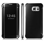 Galaxy S6 Edge Plus Case,DDLBiz Clear View Mirror Flip Smart Case Cover For Samsung Galaxy S6 Edge+Plus (Black)