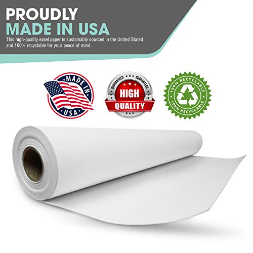 White Art Easel Paper Roll (12 Inch by 75 Feet) 100 Percent Recyclable Non-Yellowing Arts and Crafts Bond Paper for Paper Tablecloths, Bulletin Board Backing and Wall-Mount Note Stations