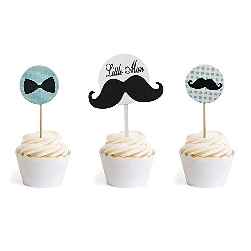 Little Man Mustache Bowtie Cake Cupcake Toppers Picks For Wedding