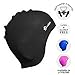 Shvim Swimming Cap For Long Hair With Ear Protect Pouch Design For Adults & Kids - Allergy Free Waterproof Durable Anti Rip Silicone Bathing Cap Hat - Bundle Combo With Noseclip + Ear Plugs (Black)