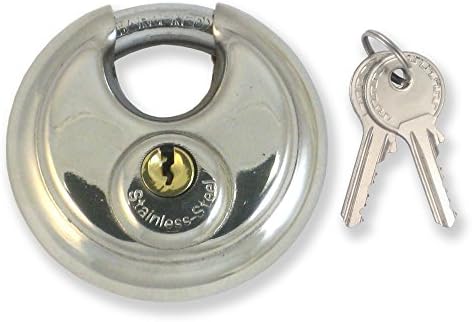 MI MADOL IMPORTS, LLC MADOL Round 2 3/4" Disk Padlock with Shielded Shackel High Security Stainless Steel Keyed Different [970C] - Disco De Acero 70mm