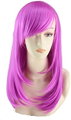 Urmy Women's Lolita Mid Long Fascinating Women Long Curly Wig With Wig Cap and Comb for Cosplay Party Costume Purple
