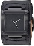 GUESS  Black Genuine Leather Cuff Watch. Color: Black (Model: U1166G2)