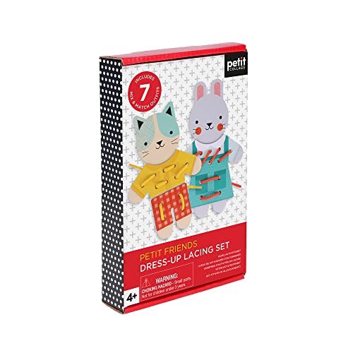 Petit Collage | Petit Friends Dress-up Lacing Set | Includes 7 Mix & Match Outfits