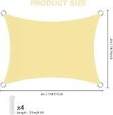 OFFCUP 2m x 3m Sun Shade Sail Beige, 160gsm Waterproof Rectangular Canopy view 2