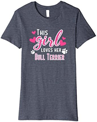 Womens This Girl Loves Her Bull Terrier T-Shirt Dog Love Small Heather Blue