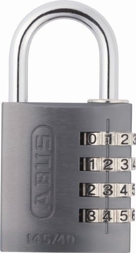 ABUS 145/40 C 40mm Body 4-Dial Resettable Combination Padlock, Black by Abus Lock USA