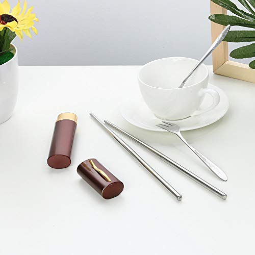 DATEWORK Portable Folding Travel Dinnerware Set Stainless Steel Tableware Camping Tools