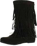 West Blvd Womens Lima Moccasin Boots 3-Layer Fringe Tribal Indian Winter Faux Suede Boots
