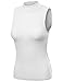 Solid Stretch Ribbed Sleeveless Mock Turtle Neck Knit Top White L