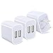 Frerush 3 Pack 2A 5V Universal Color Dual USB Port AC/DC Wall Travel Home Charger Power Adapter Plug for HTC, LG, Galaxy S Series, Note Series，Android Phone, iPhone 7 6s 6 Plus, iPad Air, Mini