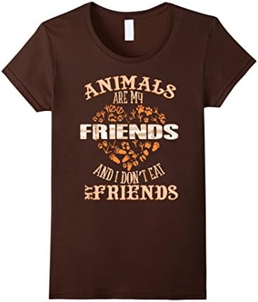 Women's Animals Are Friends Vegan Animal Rights Designer T-Shirt Large Brown