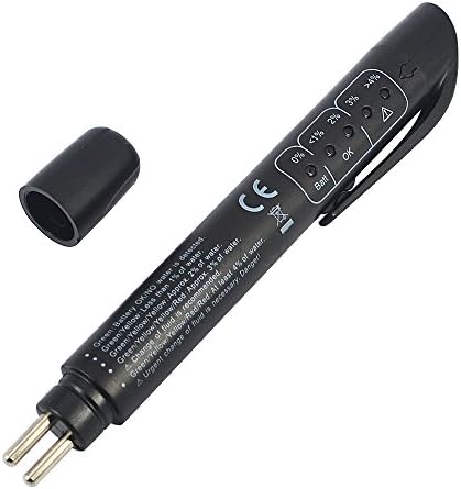 Brake Fluid Tester Vehicle Testing Tool with 5 LED Indicator for Auto Brakes Calibrated for DOT3 DOT4 DOT5