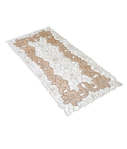 Kuber Industries Embroidered Cotton Table Runner - Cream