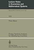 Image de Energy Systems Analysis for Developing Countries (Lecture Notes in Economics and Mathematical Systems)