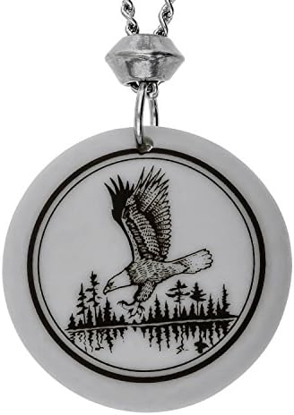 Bald Eagle Totem Round Porcelain Pendant (with 18 inch Chain)