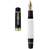 erofa Majohn P139 Piston Fountain Pen Flex Nib with Box, White Acrylic Flexible Writing Pen Set