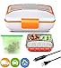 Electric Lunch Box Food Heater 2 in 1 for Car/Truck 12V and Office 110 V Stainless Steel Container Bonus Eco-Friendly Reusable Food Bag for Soup/Fruits
