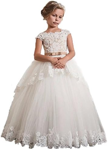 EnjoyDress White/Ivory Ball Holy First Communion Party Dress Flower Girl Dresses White Size 6