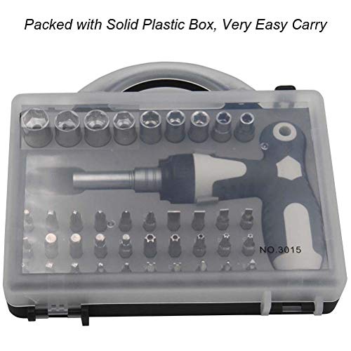 Ratcheting Screwdriver, Liangery T Handle Ratchet Screwdriver Set with Multi Bits Adjustable