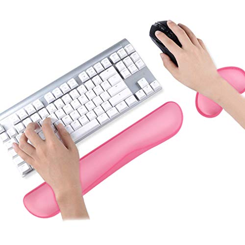 Poualss Memory Foam Set Keyboard and Mouse Wrist Pad Rest,Cushion Support for Office,Gaming,Computer,Laptop and Mac,Pain Relief& Easy Typing,Pink Wrist Rests (Pink, 5.51)