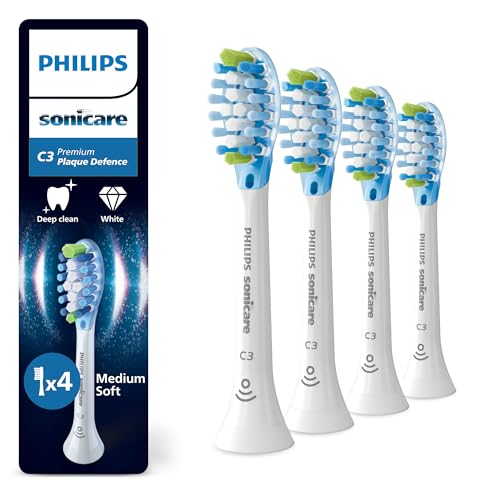 Philips Sonicare C3 Premium Plaque Defense, Original Replacement Brush Heads, White, Pack of 4, HX9044/87