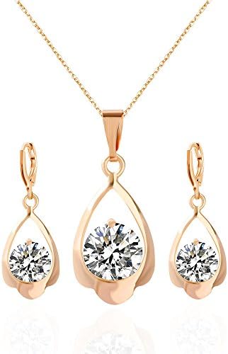 Dream Date Plated Jewelry Sets Pendant Neck Chain with Drop Dangle Earings Gold Color Drop