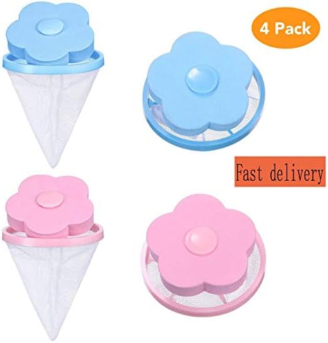 Adusa Reusable Top Loader Washing Machine Handy Lint Trap Debris Filter Mesh Pouch Dog Cat Pet Fur Remover Hair CatcherWasher Hair Catcher, Washing Machine Lint Trap for Household Tool ，4 Pieces