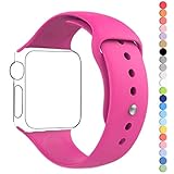 Apple Watch Band, HuanlongTM 42m New Soft Silicone Sport Style Replacement Iwatch Strap for Apple Wrist Watch (Barbie Pink 42mm M/L)