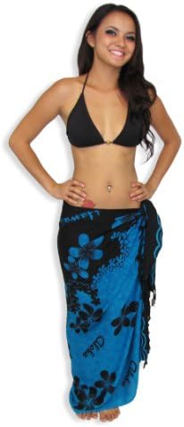 Hawaiian Aloha FashionsSarong Wrap Pareo Swimsuit Cover up with Free Tie Accessory