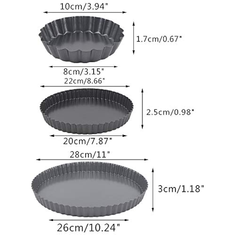 3 Sizes Nonstick Tart Pan Removable Bottom Baking NonStick Pie Dish