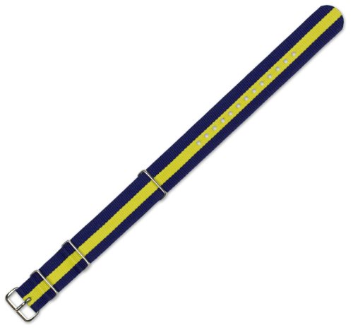 18mm Military MoD Ballistic Nylon G10 Watch Band - Navy with Yellow stripe
