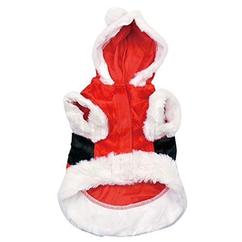 Letdown Pet Christmas Hoodie Puppy Dog Cat Santa Winter Warm Sweater Costumes Apparel (S, Red)