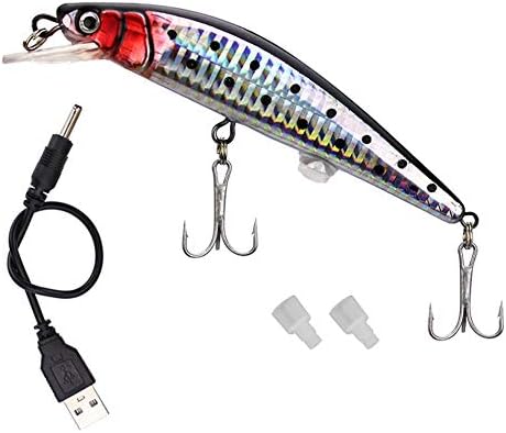 Quannaus Electiric Casting Fishing Lure 12cm 19g Hard Simulation Bait with 18mm Hooks USB Chargeable Floating Fishing Tackles