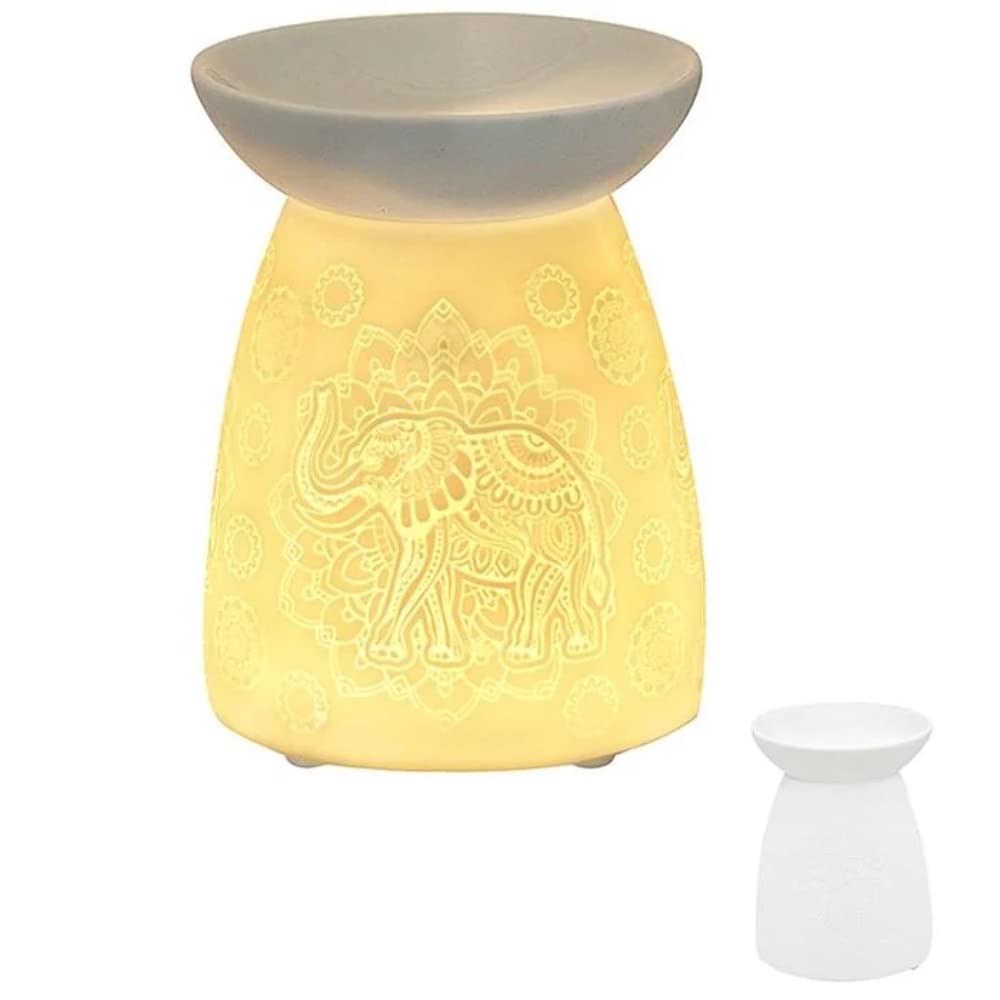 Lesser & Pavey Elephant Tealight Oil Burner Wax Melt | Lace Gift Idea | Candle Accessories, White, One Size