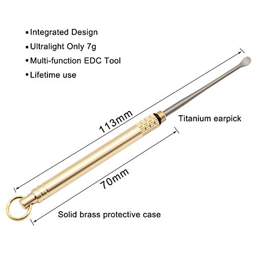 PPFISH Outdoor Camping Picnic Titanium Toothpick & Ear Pick EDC Keychain Tool With Brass Protective Case Holder Ultralight Travel Kits - Thumbnail 4