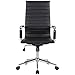 2xhome Tall Ribbed PU leather Executive Office Chair with Wheels, Arms, Arm Rest & Tilt Adjustable Seat, Black