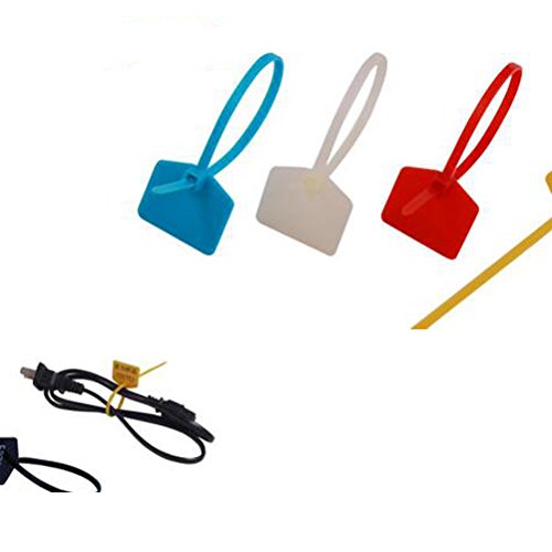 Huouo 50 PCS 5 Inches Nylon Marker Cable Ties Self-Locking Cord Tags Label Wire Straps Assorted Colors