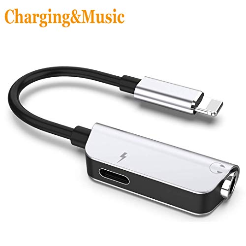 Headphone Splitter for iPhone Adapter Jack Adaptor Music Charging and Jack Aux Audio Converter Extender Stereo Charger Cables for iPhone7/7Plus/iphone8/8Plus/iphonex/10 Converter Support iOS12 More