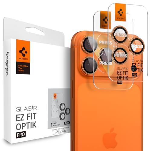 Spigen Camera Lens Screen Protector [GlasTR EZ Fit Optik Pro] Designed for iPhone 17 Pro Max | iPhone 17 Pro [Case Friendly] - Cosmic Orange [2 Pack]