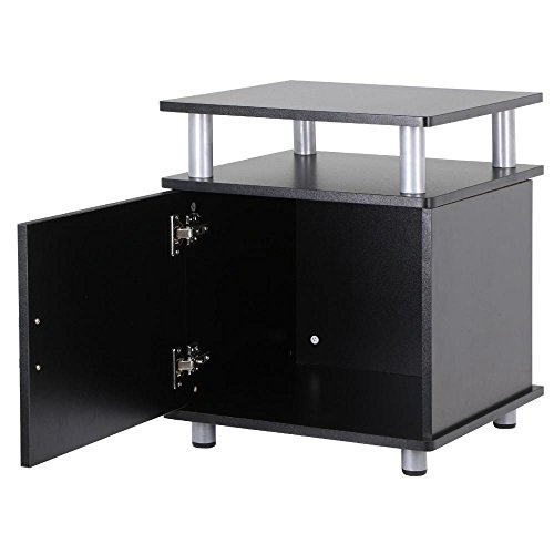 go2buy Set of 2 Black Wood Bedroom Nightstands End Tables with Storage Bedside Cabinet with Door and Shelf