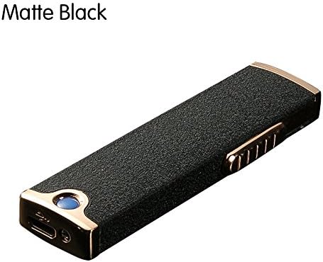Boonfire MINI USB Rechargeable Double-sides Windproof Coil long battery life Slim Electronic Lighter Set with USB Charging Cable Gift box and No Gas Flameless Cigarette Lighter 2.0(Matte Black)