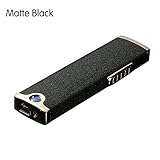Boonfire MINI USB Rechargeable Double-sides Windproof Coil long battery life Slim Electronic Lighter Set with USB Charging Cable Gift box and No Gas Flameless Cigarette Lighter 2.0(Matte Black)
