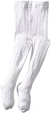 Jefferies Socks Little Girls' Cable Tight, White, 8-10 Years
